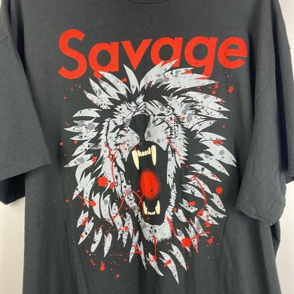 Take That Savage T-Shirt Men SZ 2XL Black/Grey/Red Lion Short Sleeve Shirt - Picture 2 of 5